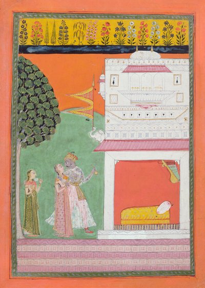 Liebende nähern sich einem Schlafgemach, Malwa, ca. 1680 von Indian School